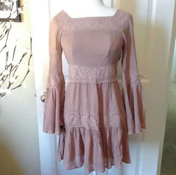 One The Land Dresses & Skirts - ONE THE LAND Boho embroidered, bell sleeved dress.